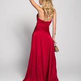 Vestido Longo Glamour Halter Drapeado Recorte No Decote