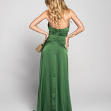 Vestido Longo Glamour Halter Drapeado Recorte No Decote