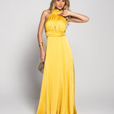 Vestido Longo Glamour Halter Drapeado Recorte No Decote