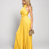Vestido Longo Glamour Halter Drapeado Recorte No Decote