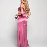 Vestido De Cetim Glamour Abertura Lateral