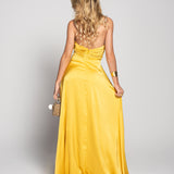 Vestido Longo Glamour Halter Drapeado Recorte No Decote