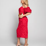 Vestido Glamour Jacquard Decote Cruzado