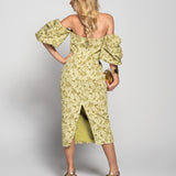 Vestido Glamour Jacquard Decote Cruzado