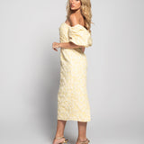 Vestido Glamour Jacquard Decote Cruzado