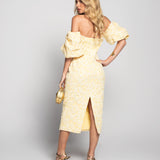 Vestido Glamour Jacquard Decote Cruzado
