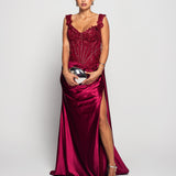 Vestido Longo Glamour Decote Bordado Missangas