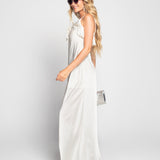 Vestido Glamour Acetinado Com Rosa Aplicada