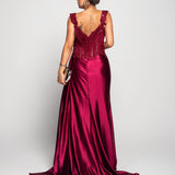 Vestido Longo Glamour Decote Bordado Missangas
