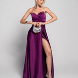 Vestido Glamour Decote Drapeado Fio Strass