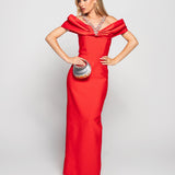 Vestido Bandage Longo Com Cetim Volumoso