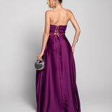 Vestido Glamour Decote Drapeado Fio Strass