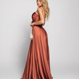 Vestido Glamour Decote Drapeado Tipo Nó