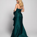 Vestido Glamour Longo Drapeado Tipo Conha Folhos