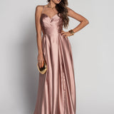 Long Dress with Ruffle Effect and Side Opening