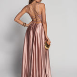 Long Dress with Ruffle Effect and Side Opening