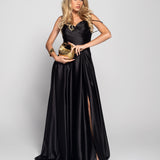 Long Dress with Ruffle Effect and Side Opening