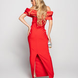Vestido Bandage Longo Com Cetim Volumoso