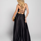 Long Dress with Ruffle Effect and Side Opening