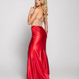 Vestido Glamour Drapeado Decote Transparente Brilhos