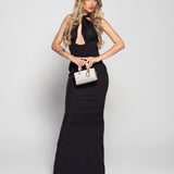 Vestido Longo Glamour Halter Pérolas