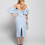 Vestido Glamour Jacquard Decote Cruzado