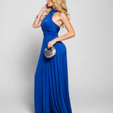 Vestido Longo Glamour Halter Drapeado Recorte No Decote