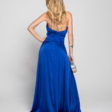 Vestido Longo Glamour Halter Drapeado Recorte No Decote