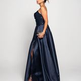 Vestido Longo Glamour Decote Drapeado