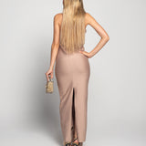 Vestido Bandage Halter Com Múltiplas Franjas