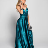 Vestido Glamour Com Decote Em V Pormenor Transparente