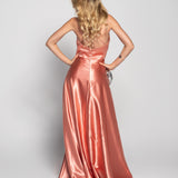 Vestido Glamour Com Decote Em V Pormenor Transparente