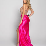 Vestido Glamour Drapeado Decote Transparente Brilhos