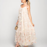 Vestido Ti.Amo Efeito Escama Flores Aplicadas