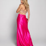 Vestido Glamour Drapeado Decote Transparente Brilhos