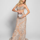 Vestido Glamour Longo Patchwork Brilhos