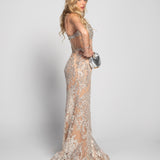 Vestido Glamour Longo Patchwork Brilhos