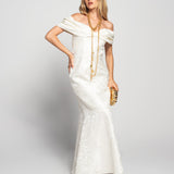 Vestido Glamour Jacquard Laço Volumoso