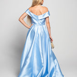 Glamour Long Dress with V-Neckline and Pleated Effect