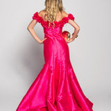 Vestido Longo Glamour Off Shoulder Rosas 3D