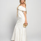 Vestido Glamour Jacquard Laço Volumoso