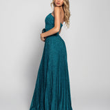 Vestido Glamour Plissado Glitter