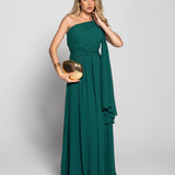 Vestido Glamour One Shoulder Decote Plissado