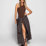 Vestido Ti.Amo Off Shoulder Xadrez Incorporado