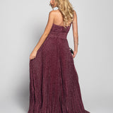 Vestido Glamour Plissado Glitter