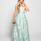 Vestido Longo Glamour Jacquard Com Pregas