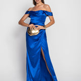 Vestido De Cetim Glamour Abertura Lateral