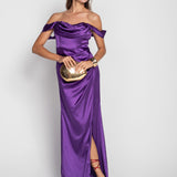 Vestido De Cetim Glamour Abertura Lateral