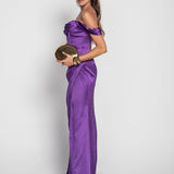 Vestido De Cetim Glamour Abertura Lateral