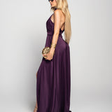 Vestido Longo Glamour Halter Drapeado Recorte No Decote